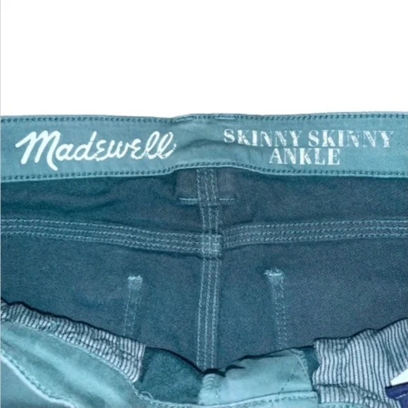Madewell Size 26 Women’s Sateen Green Denim Low-Rise Skinny Ankle Jeans - Picture 6 of 11